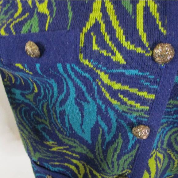 Vintage Mixage 80s Abstract Knit Cardigan Sweater Gold Buttons Chunky Artsy M - Picture 13 of 17